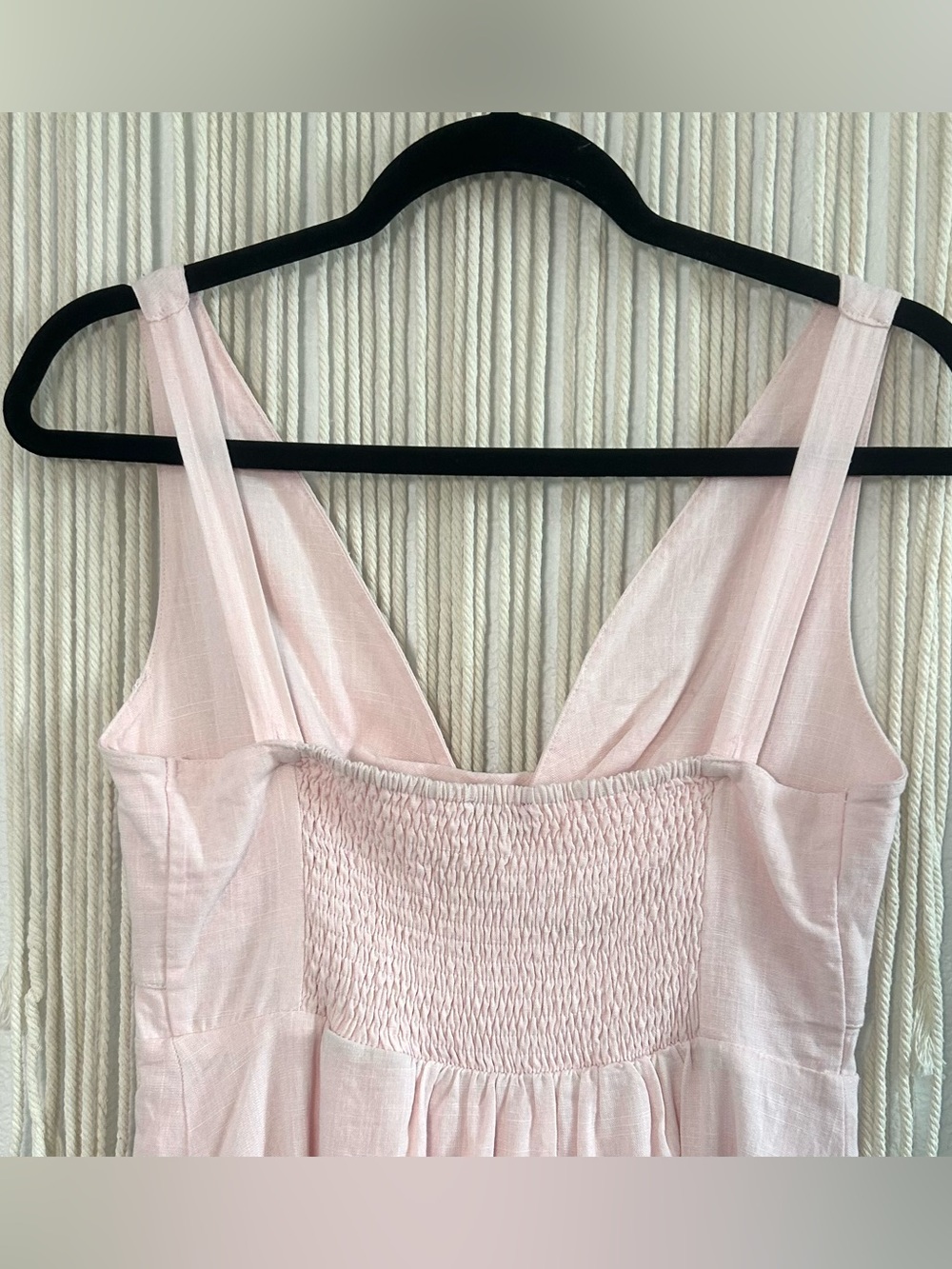 Mi Ami by Francesca’s Light Pink Twist-Front Tank Dress linen Blend - Picture 7 of 11